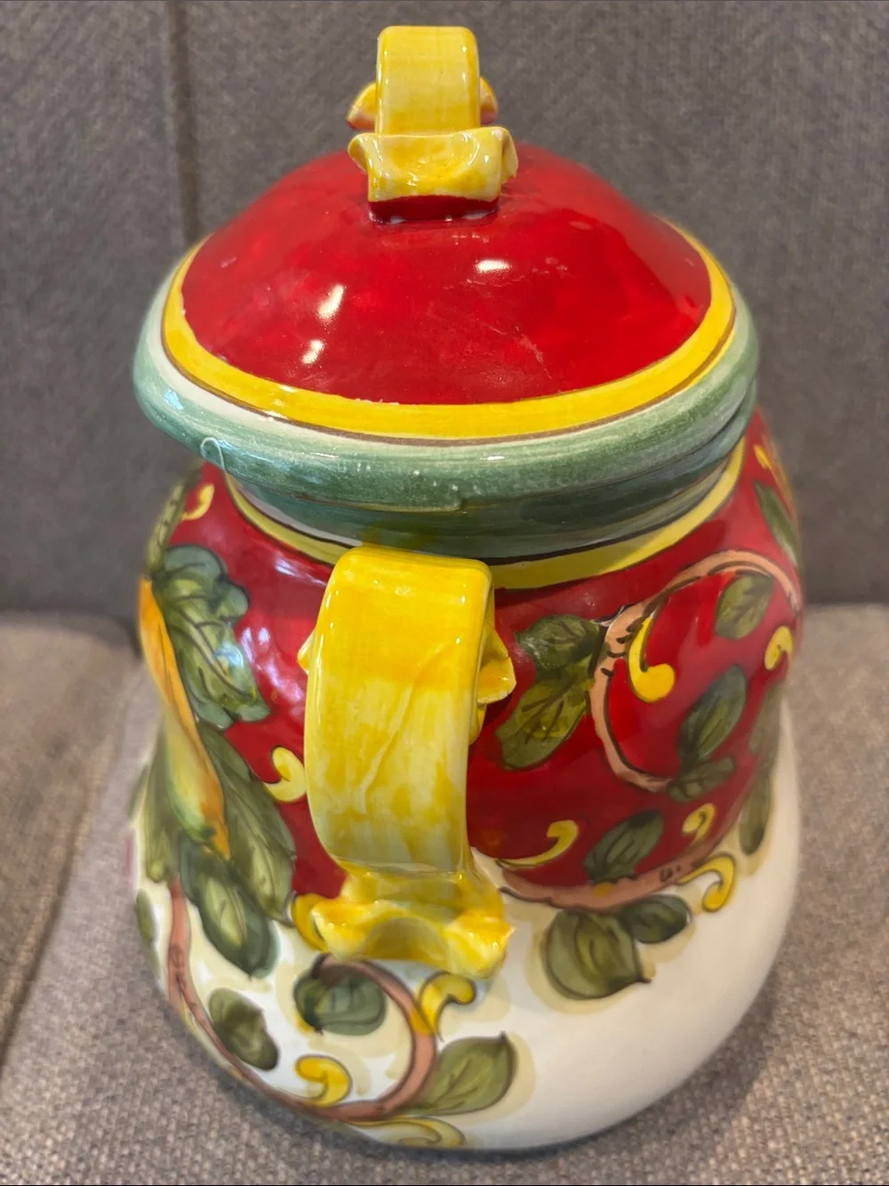 Hand-Painted Fruit Ceramic Canister - Red, Yellow, Green